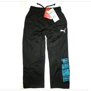 Puma Little Boys Fleece Lined Track Pants Sweatpants Black Teal Blue